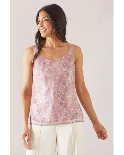 Wallis Pink Sequin Cami Top