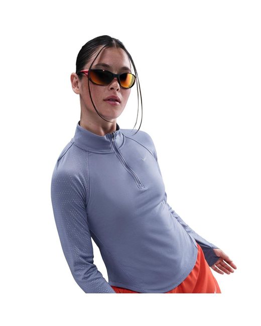 Nike Blue Zip Neck Raglan Long Sleeve Athletic Top