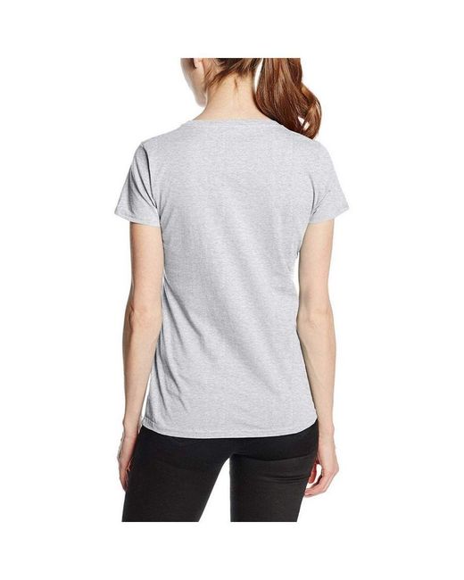 Fruit Of The Loom Gray Ladies/ Lady-Fit Valueweight Short Sleeve T-Shirt (Pack Of 5) (Heather) Cotton