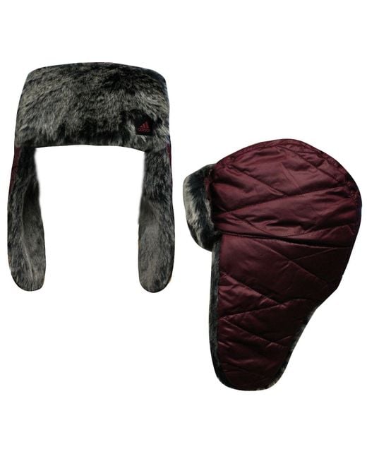 Adidas Black Climacool Burgundy Ushanka Ski Hat