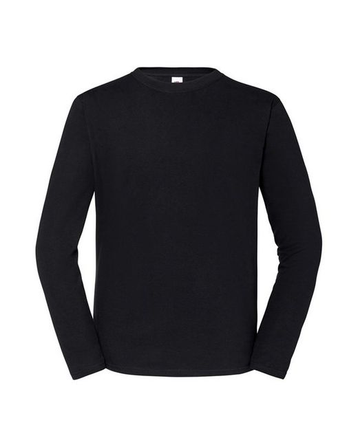 Fruit Of The Loom Black Iconic 195 Premium Ringspun Cotton Long-Sleeved T-Shirt for men