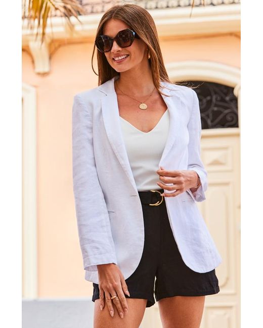 Sosandar White Linen Blazer