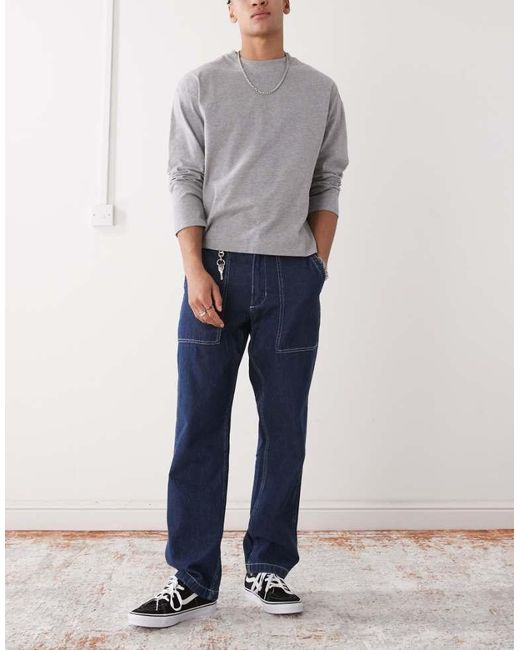 Vans Gray Fatigue Loose Fit Tapered Denim Jeans for men