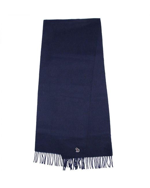 PS by Paul Smith Blue Zebra Logo Lambswool Scarf for men