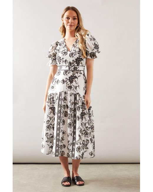 Wallis White Printed Asymmetric Wrap Dress
