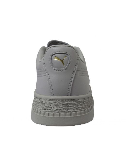 PUMA Gray Utility Leather Low Lace Up Trainers 370982 02 Leather (Archived)