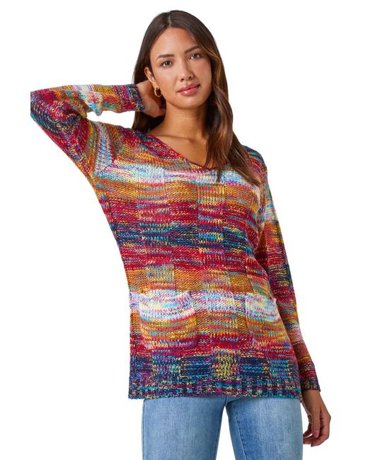 Roman Red Mixed Yarn Pocket Detail Jumper