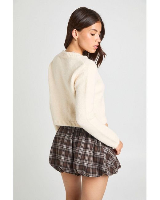 Boohoo White Check Puff Ball Shorts