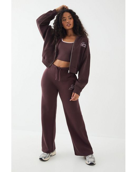 DSGN Studio Brown Contrast Script Straight Leg Jogger