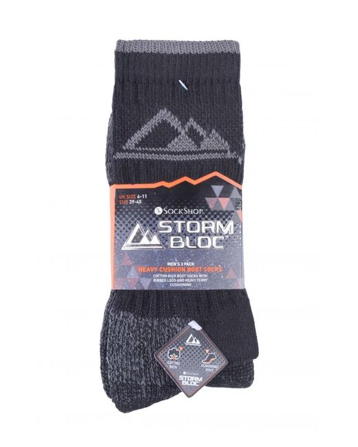 Storm Bloc Blue 3 Pairs Heavy Cushioned Breathable Outdoor Cotton Hiking Socks for men
