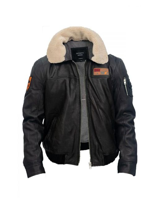 Infinity Leather Black Us Bomber Jacket-Arizona for men