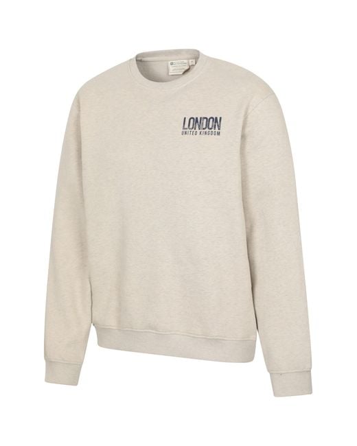 Mountain Warehouse White Regional London Sweatshirt Crew Neck Comfy Everyday Pullover Cotton for men