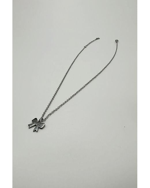 SVNX Gray Mini Bow Pendant Necklace