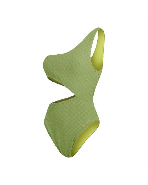Speedo Green Ty C Out Textured Checkerboard Swimsuit