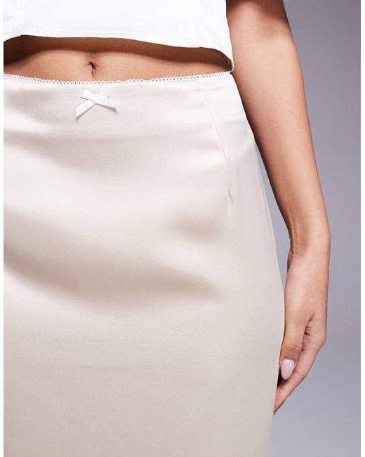 Kaiia Purple Exclusive Satin Bodycon Bow Trim Detail Maxi Skirt