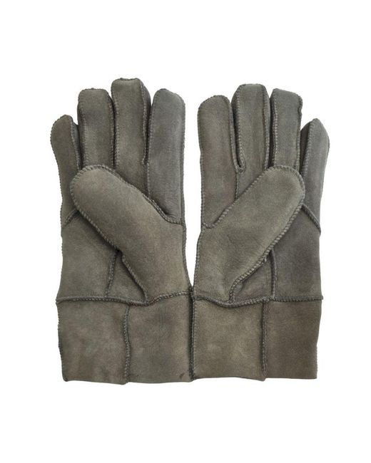 Infinity Leather Green Sheepskin Suede Gloves With Roll Up/Down Cuff