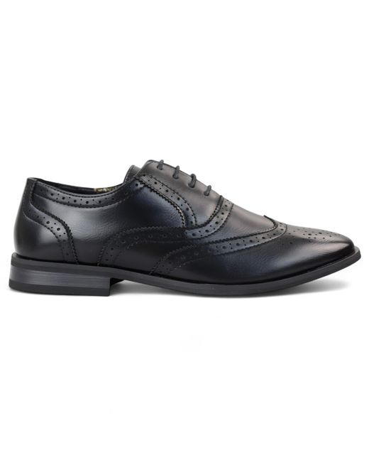 Infinity Leather Black Classic Brogue Derby Oxford Shoes Faux Leather for men