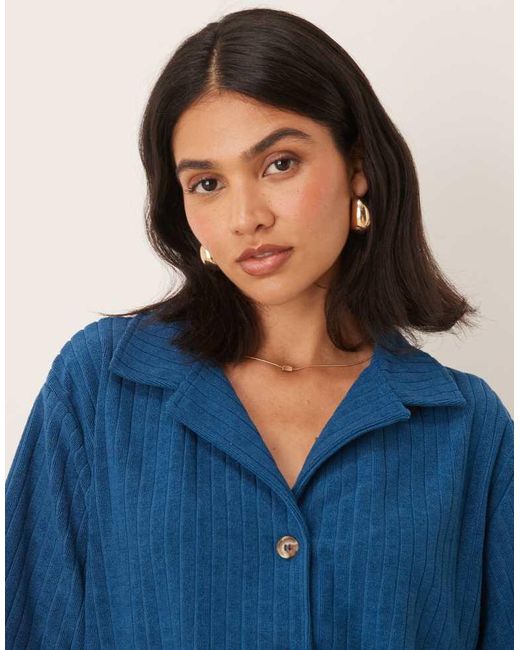 ASOS Blue Towelling Revere Shirt Co-Ord