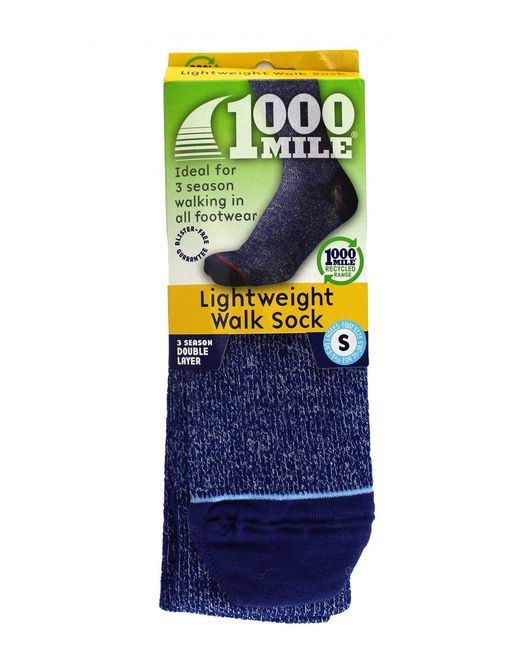 1000 Mile Socks Blue Lightweight Walking Repreve Moisture Wicking Anti Blister for men
