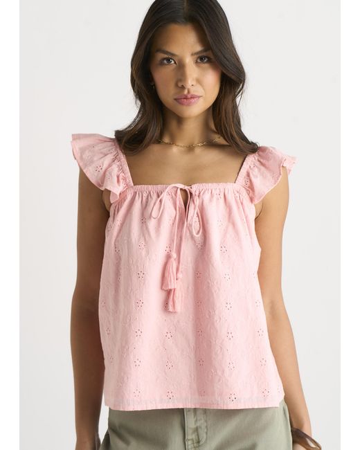 Gini London Pink Ruffle Cami Broidery Anglaise Top