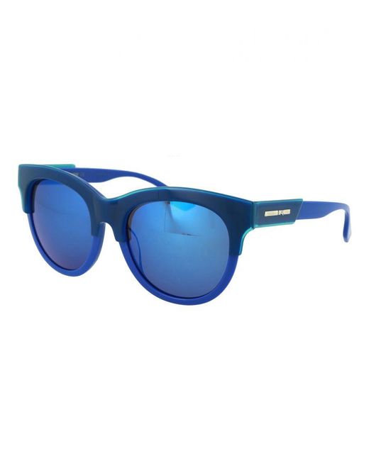 Alexander McQueen Blue Mcq Round-Frame Sunglasses