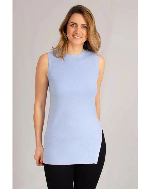 Secret Label White Sleeveless Long Knit Top Button Shoulder