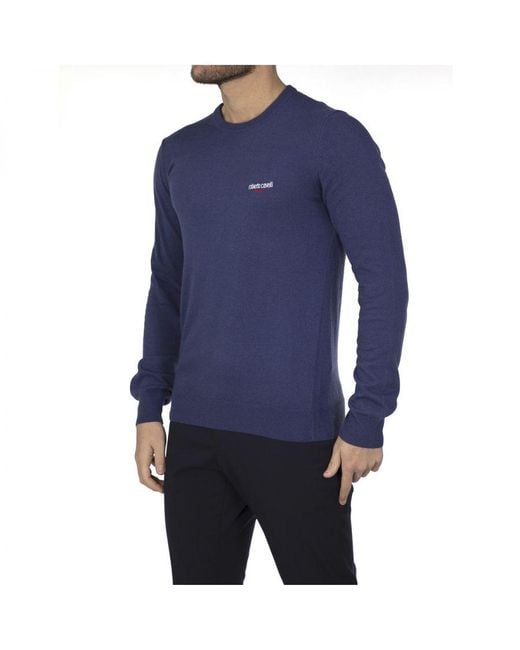 Roberto Cavalli Blue Sport Sweater Crew Neck for men