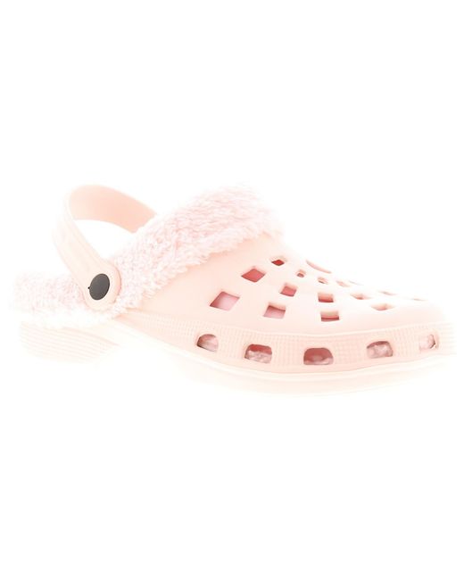 Wynsors Pink Clog Sandals Flip Flops Faux Fur Lined Zena
