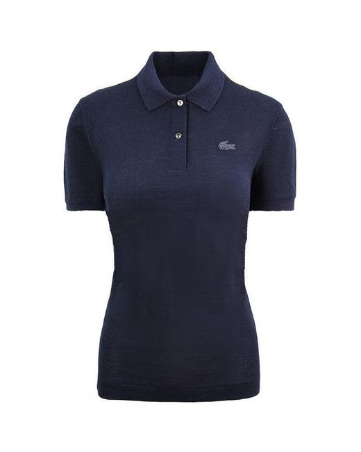Lacoste Blue Plain Polo Shirt Wool