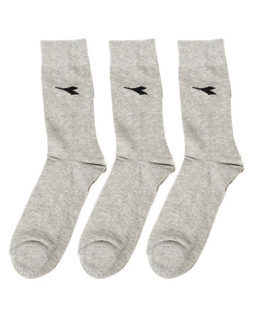 Diadora White Pack-3 Sport Socks High Cane