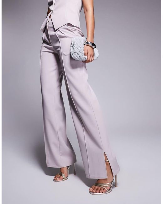 Kaiia Purple Exclusive Tailored Wide Leg Seam Detail Trousers Co-Ord