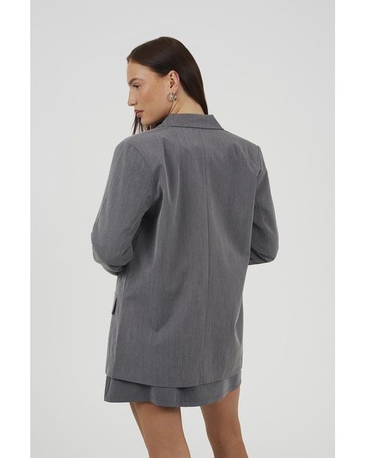 Brave Soul Gray Structured Blazer Cotton