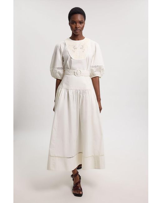 Karen Millen Natural Poplin Belted Midi Dress