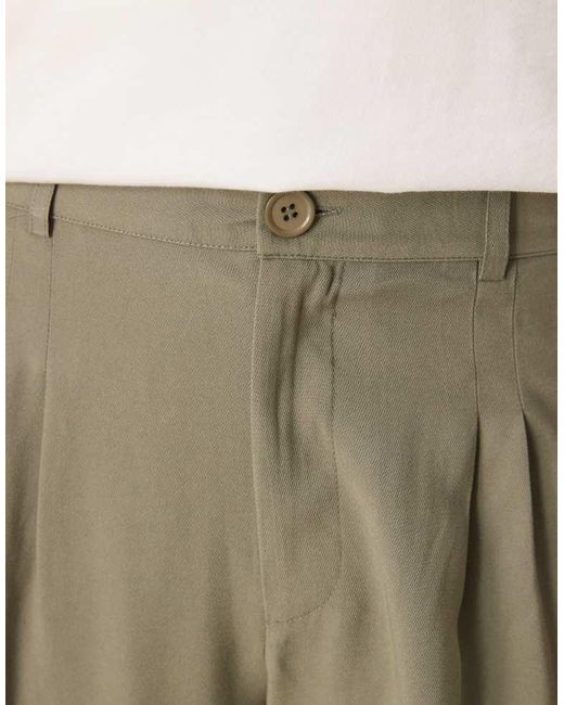 ASOS Natural Loose Leg Smart Trouser With Double Stitch Down Pleat for men