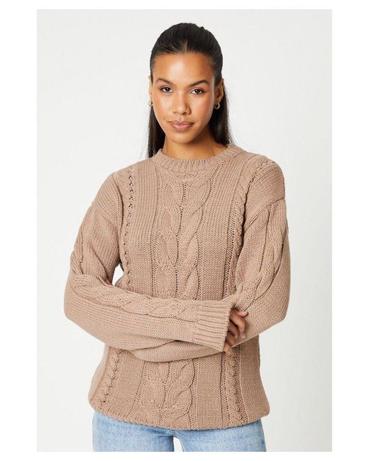 Dorothy Perkins Brown Tall Cable Knitted Jumper