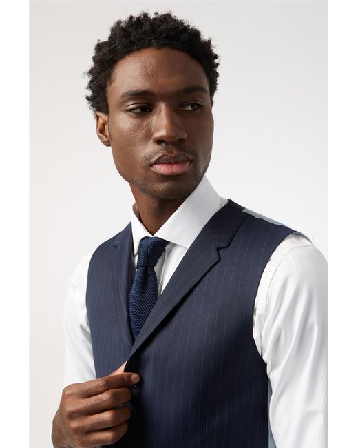 Alexandre Silver Label Blue Single Breasted Five Button V-Neck Tailored Suit Waistcoat for men