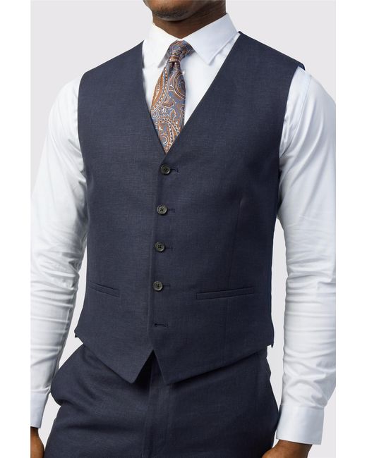 Ted Baker Blue Single Breasted Five Button V-Neck Tailored Suit Waistcoat for men