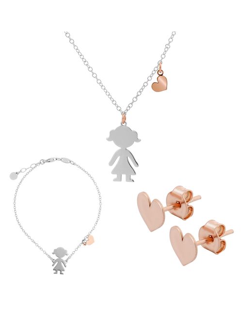 Orphelia White 'Lyra' 925 Sterling Set: Chain + Bracelet + Earrings