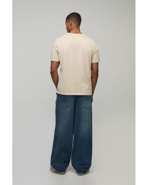 BoohooMAN Blue Extended Drawcord Cargo Pocket Baggy Jeans for men