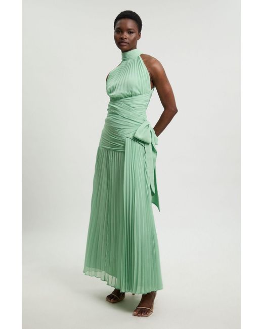 Karen Millen Green Crinkle Chiffon Woven Maxi Skirt