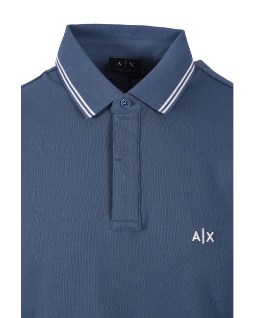 ARMANI EXCHANGE Blue Polo Shirt China Cotton for men