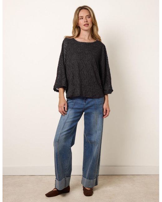 Blue Vanilla Black Lace Top