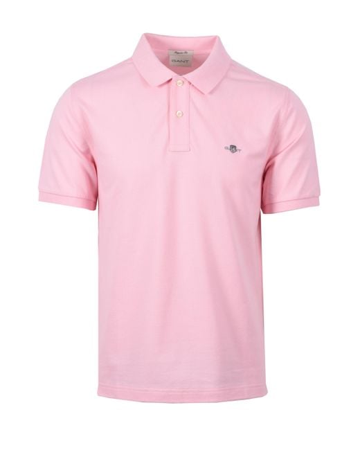 Gant Pink Reg Shield Ss Pique Polo Shirt California for men