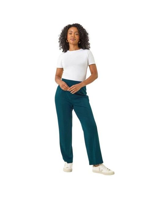 Roman Blue Petite Straight Leg Ponte Stretch Trouser