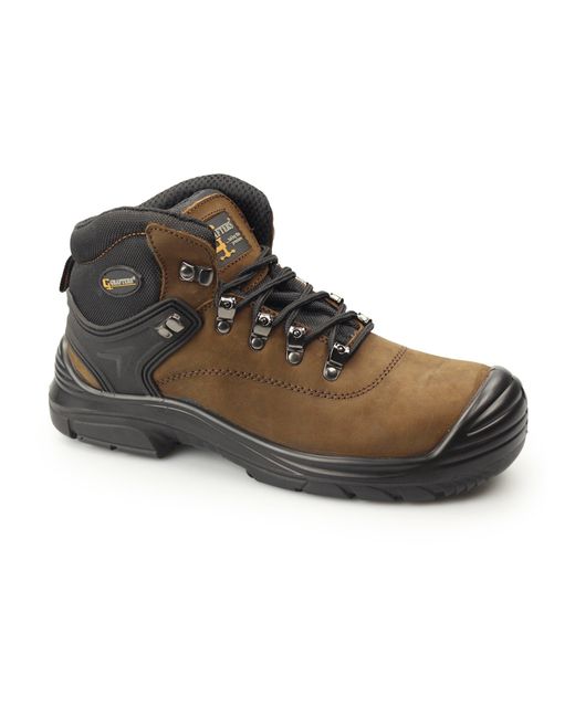 Grafters Brown M9508B Leather Super Wide Safety Boots for men