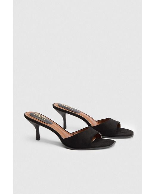 Faith Black Clair Faux Suede High Heeled Mules