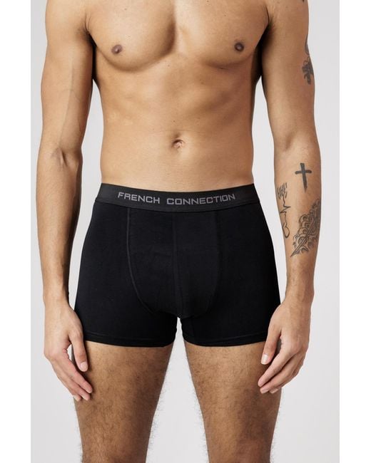 French Connection Black 5 Pack Cotton Stretch Boxers for men