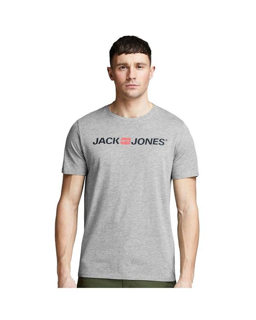 Jack & Jones Gray Jjecorp Logo Short Sleeve Slim Fit T Shirt for men