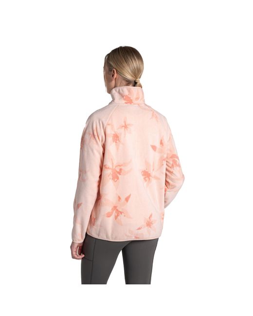 Craghoppers Pink Ladies Reedmace National Trust Half Zip Fleece Top (Sherbet)