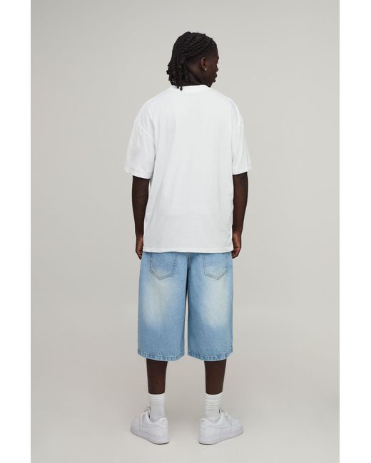 BoohooMAN White Oversized Miami Pool Print T-Shirt Cotton for men